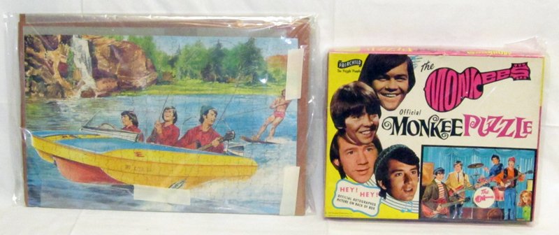 MONKEES JIGSAW PUZZLES: Fairchild; all original boxes and complete; (2) assembled; 11" x 17", NM-M