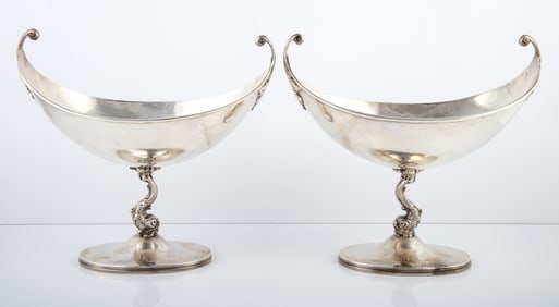 PAIR GROGAN CO. STERLING COMPOTES