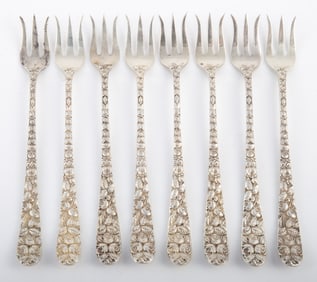 (8) SCHOFIELD STERLING COCKTAIL FORKS
