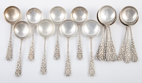 (16) SCHOFIELD STERLIGN SOUP SPOONS
