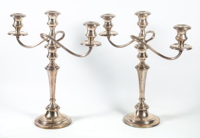 PAIR GORHAM STERLING WEIGHTED CANDELABRAS
