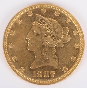 1907 $10 DOLLAR GOLD COIN