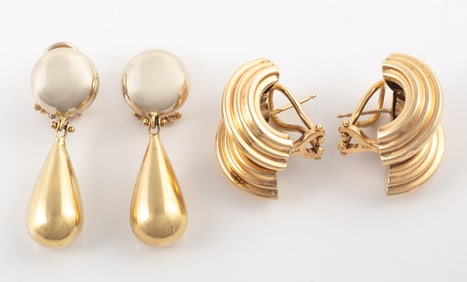 (2) PAIR 14K GOLD EARRINGS