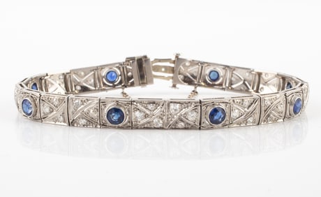 SAPPHIRE & DIAMOND ART DECO BRACELET