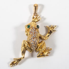 STONE STUDDED GOLD FROG DROP