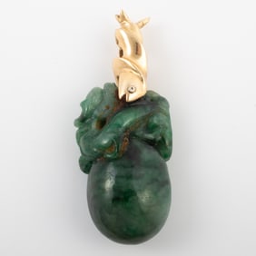 14K GOLD & JADE DROP