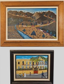 HAITIAN STREET SCENE PAINTINGS (2)