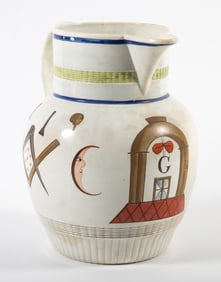 PRATT WARE MASONIC PITCHER