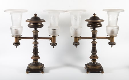 PAIR ARGAND LAMPS