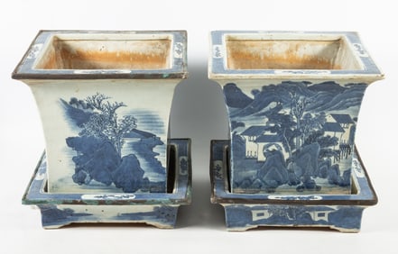 PAIR OF CANTON JARDINIERES