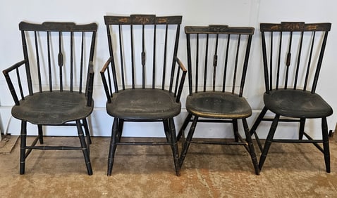 PAINTED WINDSOR CHAIRS (4)