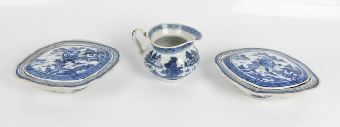 CANTON VEGETABLE DISHES & PITCHER (3) PCS.