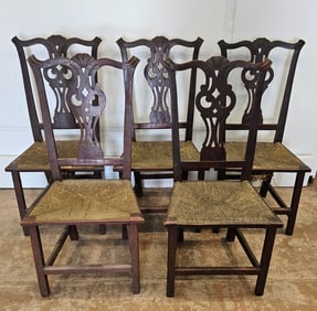 SET OF CHIPPENDALE SIDE CHAIRS (5)