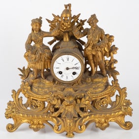 GILT METAL MANTEL CLOCK