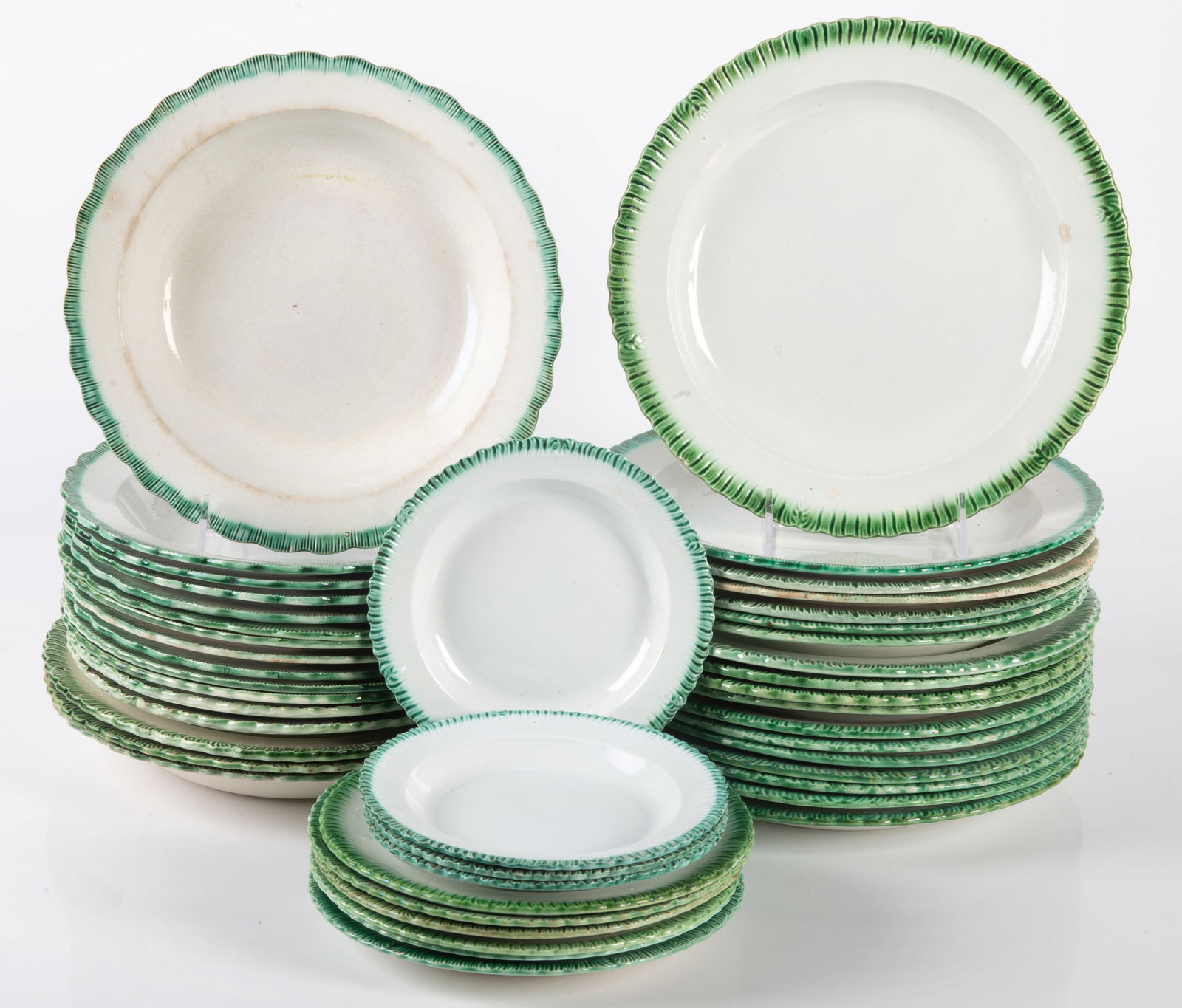 LEEDS WARE - GREEN EDGE - LARGE LOT (1 of 10)