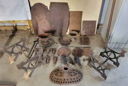 (27+/-) PCS. CAST IRON STOVE PARTS