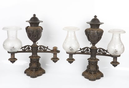 PAIR BRONZE ARGON LAMPS
