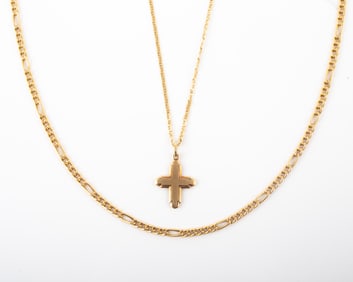 (2) 14K GOLD NECKLACES