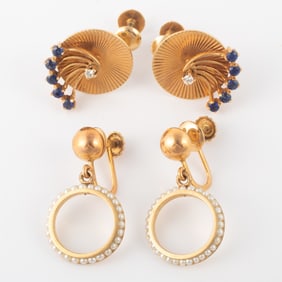14K GOLD EARRINGS (2) PAIR