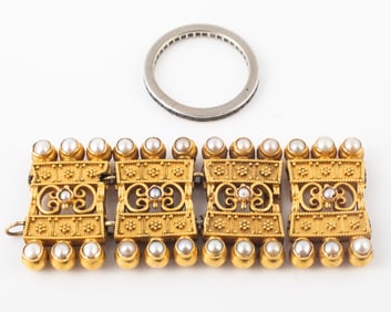 SAPPHIRE BAND & GOLD, PEARL PIECE