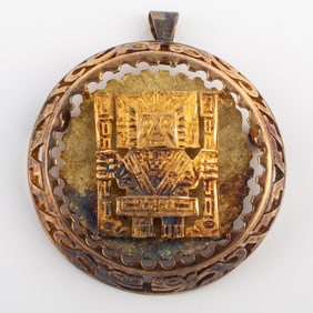 MAYAN 18K GOLD PIN/DROP