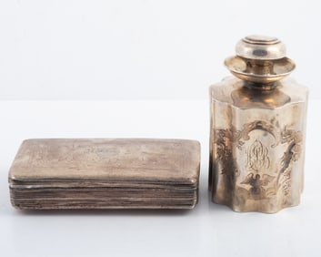 (2) SILVER BOX & TEA CADDY