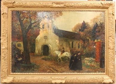 CONTINENTAL CHURCH LANDSCAPE PAINTING