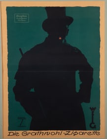 RARE HOHLWEIN CIGARETTE POSTER - 1921