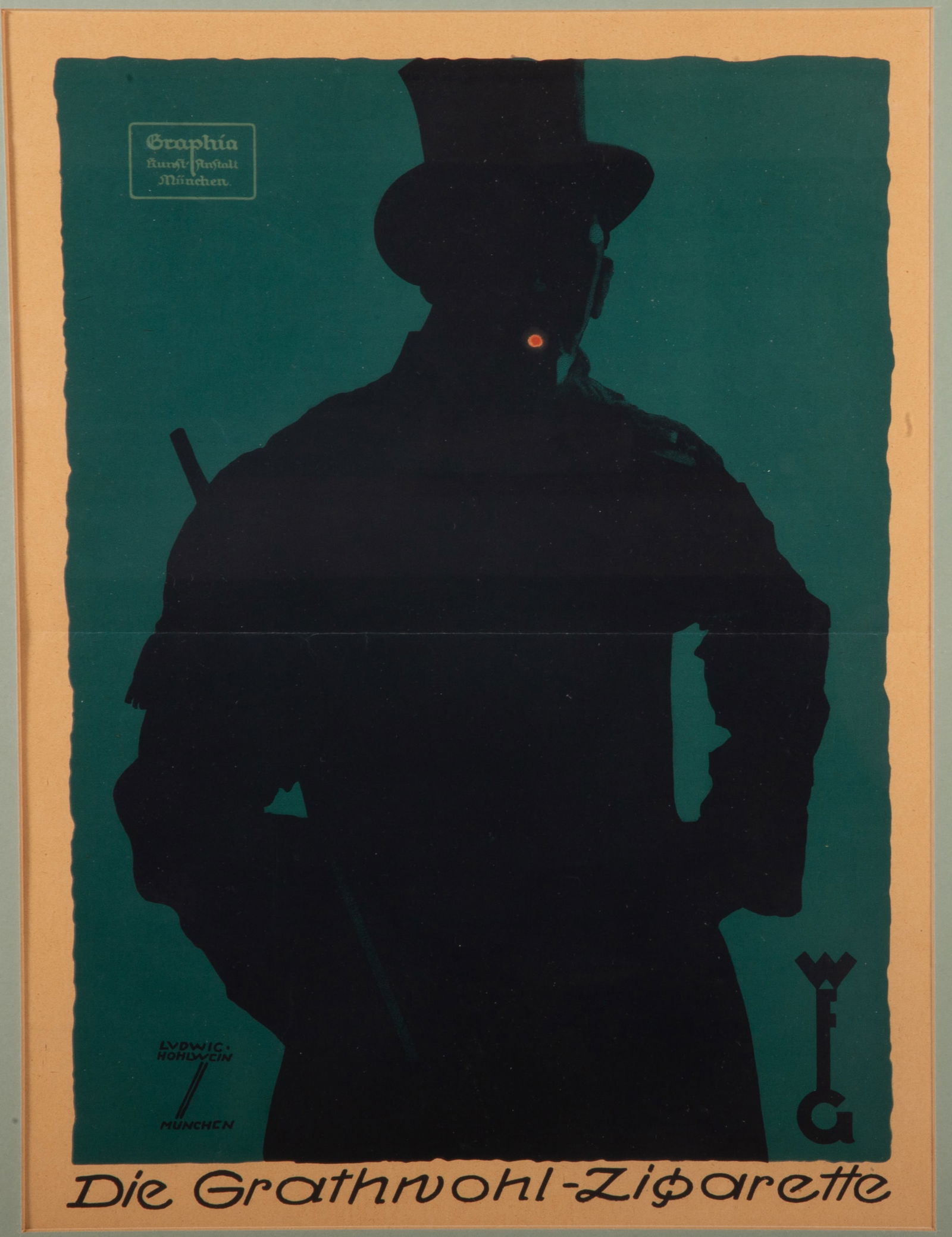 RARE HOHLWEIN CIGARETTE POSTER - 1921 (1 of 5)