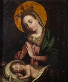 EARLY MADONNA & CHILD PAINTING