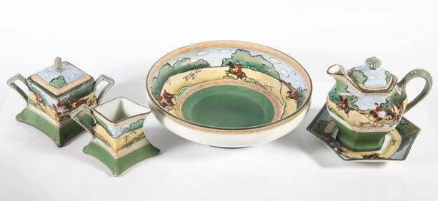 NIPPON "HUNT SCENE" PORCELAIN (5) PIECES