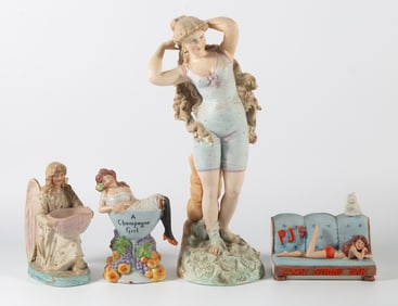 VICTORIAN FIGURAL BISQUE (4) PIECES