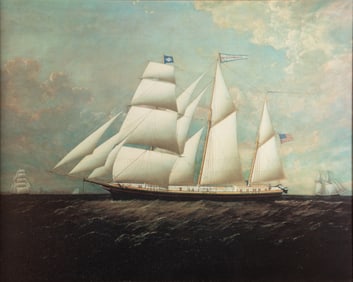 PRIMITIVE STYLE SAILBOAT PAINTING