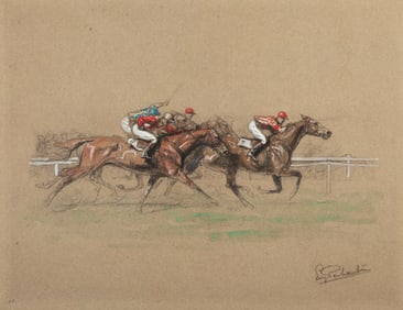 HORSE RACING GOUACHE