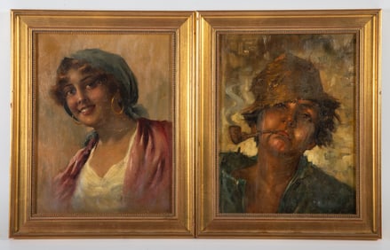 R. FRIGERIO PORTRAIT PAINTINGS (2)