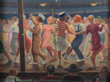 MID CENTURY DANCE SCENE PAINTING