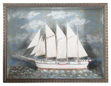 ANTIQUE SHIP DIORAMA