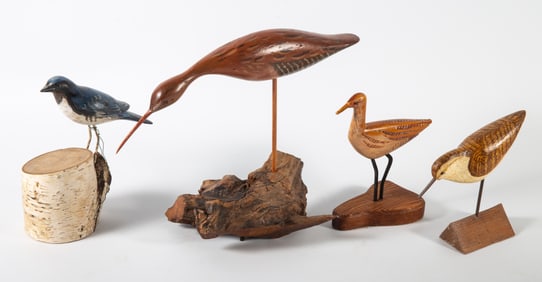 SHORE & SONGBIRD CARVINGS (4)