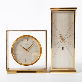 VINTAGE BRASS DESK CLOCKS (2)