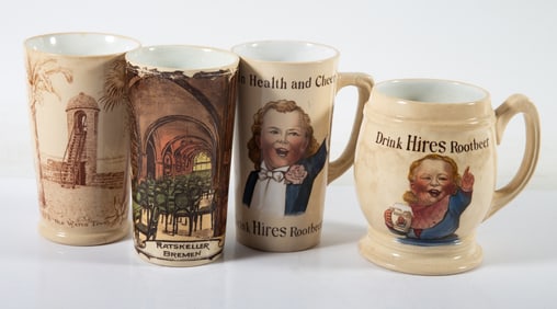 METTLACH MUGS / TUMBLERS (4)