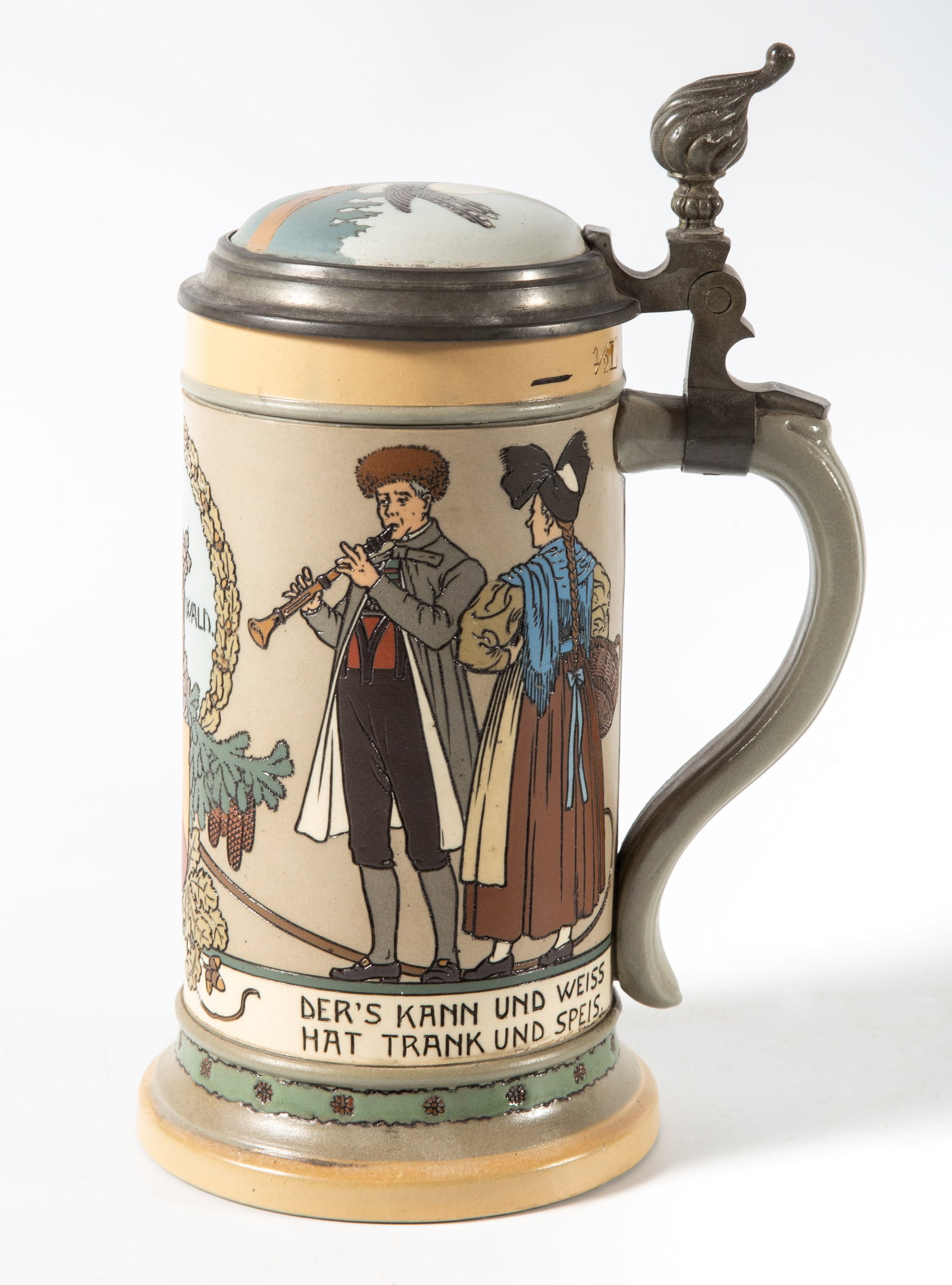METTLACH STEIN: 1/2L, #3144; normal wear; H-9", VG-EX