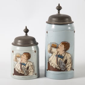 METTLACH STEINS (2) SAME IMAGE