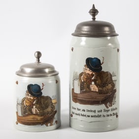 METTLACH STEINS (2) SAME IMAGE