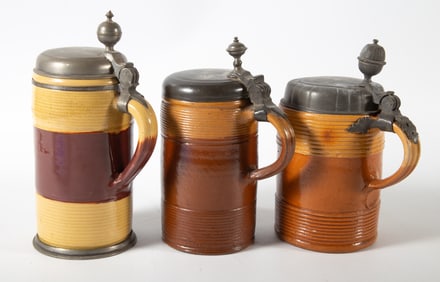 STONEWARE STEINS (3)
