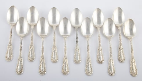DOMINICK & HAFF (12) STERLING TEASPOONS