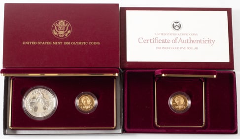 OLYMPIC GOLD AND SILVER COINS