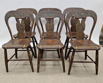 (6) PAINTED BALLOON BACK CHAIRS