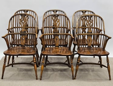 (6) ENGLISH WINDSOR DINING CHAIRS