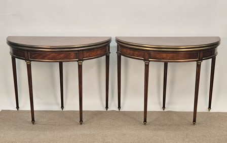 PAIR OF FLIP-TOP DEMI LUNE TABLES