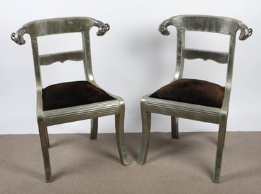 PAIR OF RAMS HEAD CHAIRS